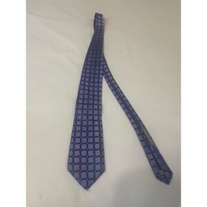 Daniel Cremieux 100% silk tie, purple and navy geometric square pattern